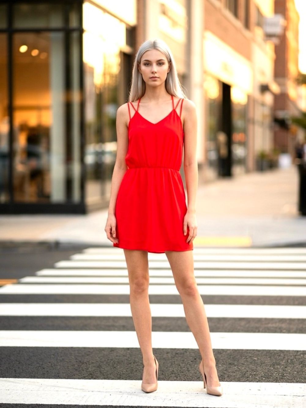 SALE Banana Republic Red V-Neck Strappy Mini Dress